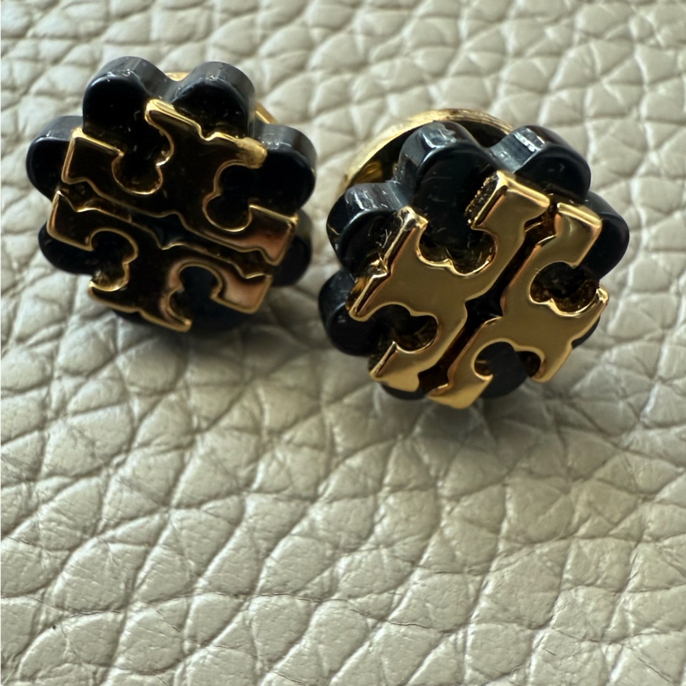 Tory Burch Black and Gold Stud Earrings
